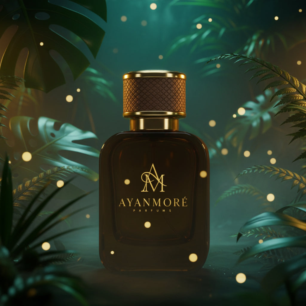 AYANMORÉ brown oud perfume bottle with gold cap