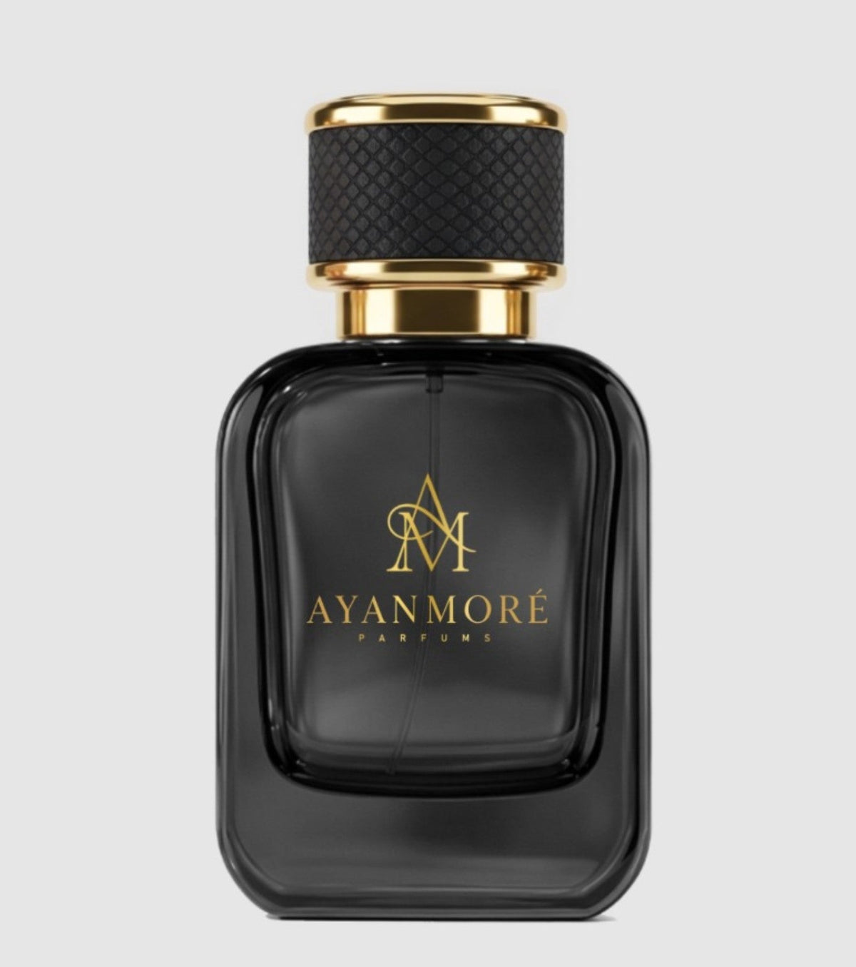 AYANMORÉ black perfume bottle with gold cap